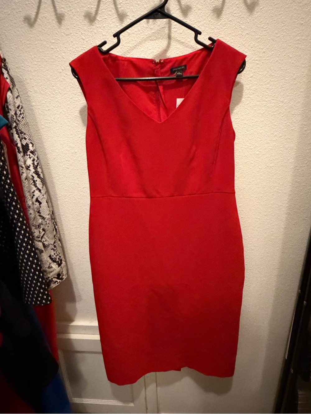 Ann Taylor red sheath suiting dress